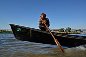 Inle Lake Myanmar. All the buildings are constructed on piles. Residents travel around by canoe, but there are also bamboo walkways and bridges over the canals, monasteries and stupas. 